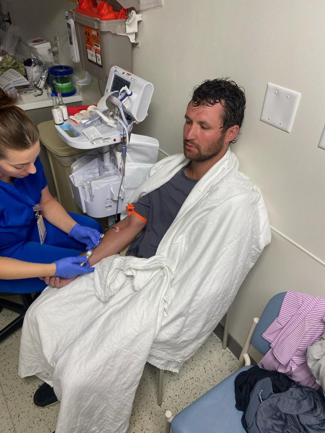 My buddy in hospital after round (Photo submitted by GZGeCYIX9MskHwgNfBoT on 06/16/2026)