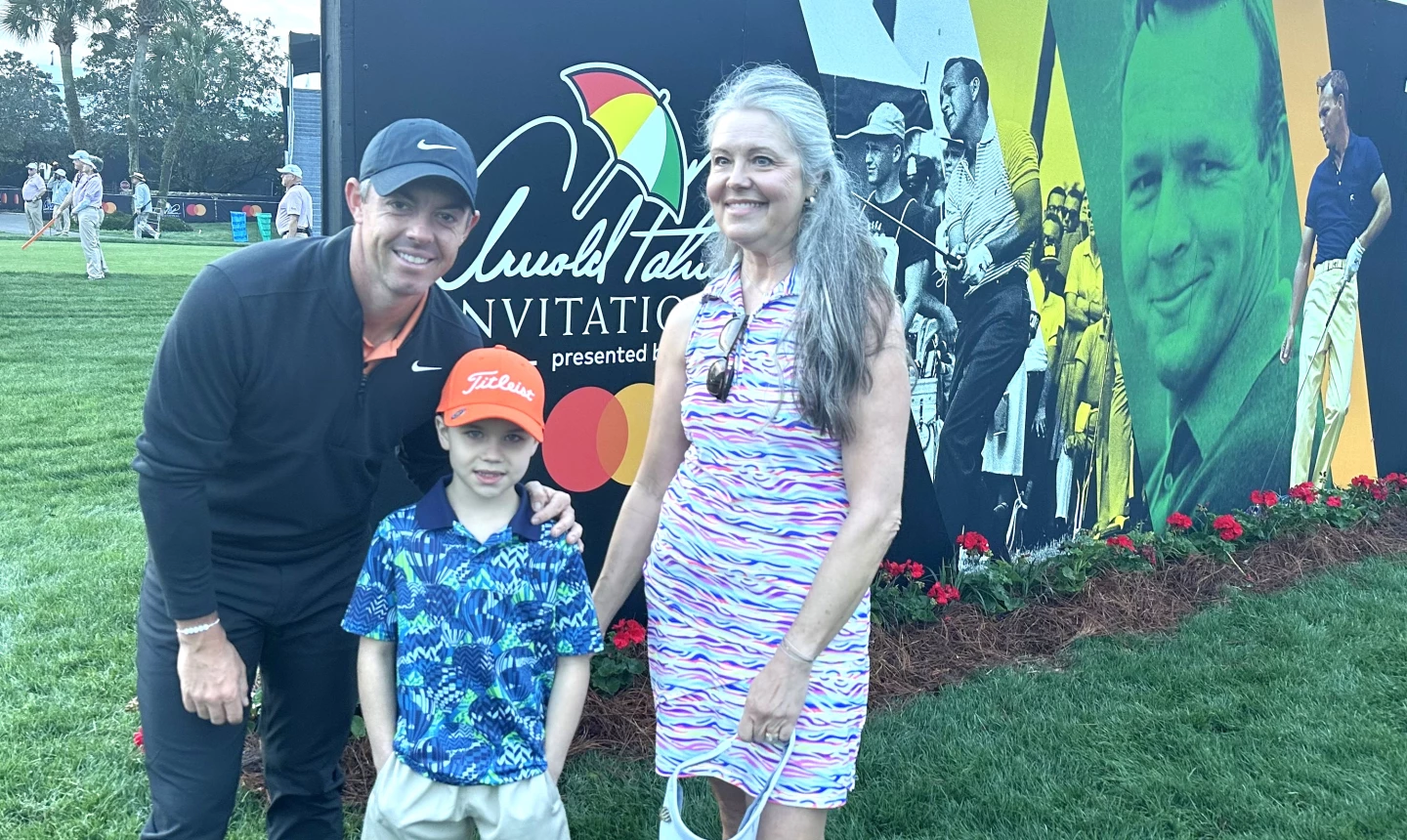Rory McIlroy with Cooper Cates and Michelle Warnica at Bay Hill 