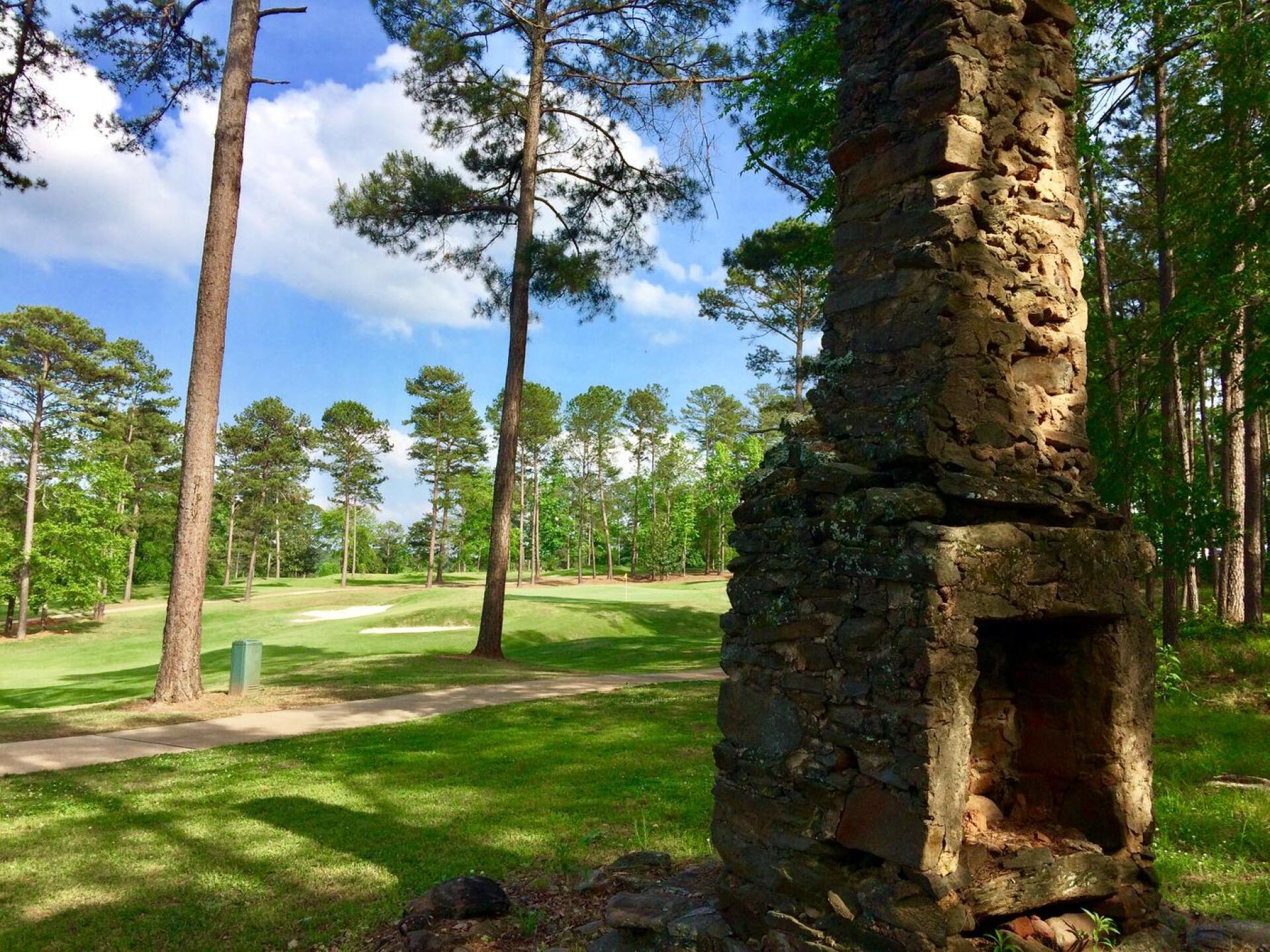 A chimney is all that remains from an old home place adjacent to the 16th hole, Links course (Photo submitted by BrandonWebb on 04/29/2017)