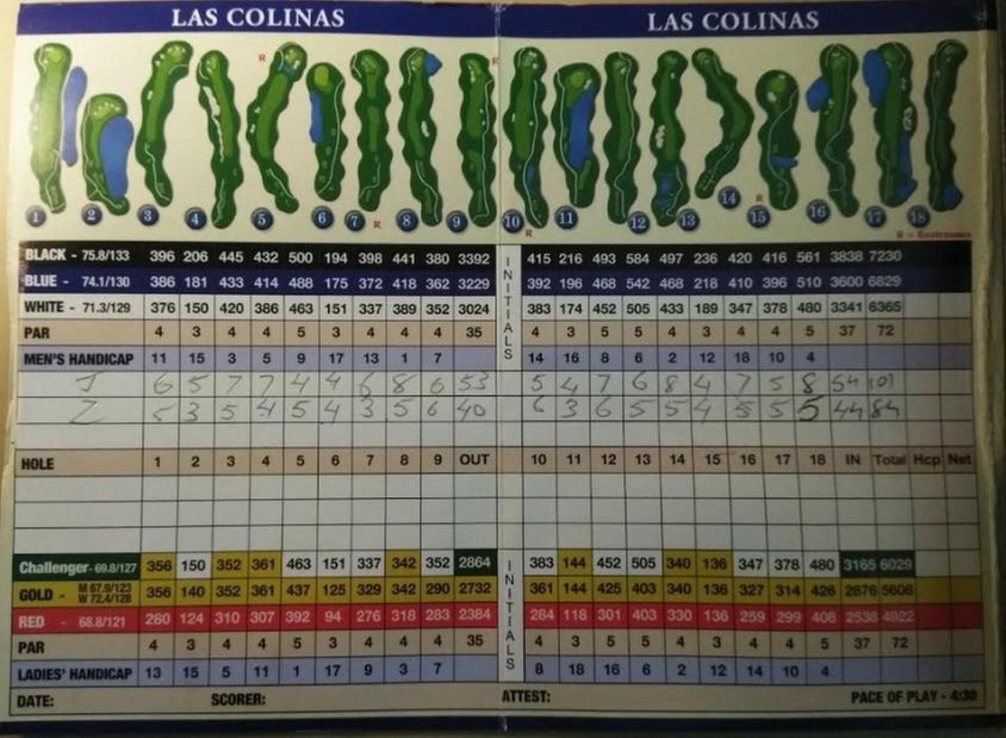 Map of holes, scorecard (Photo submitted by bigzeee on 07/15/2018)