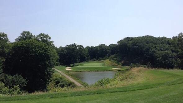 The par-3 ninth at Yale University golf course