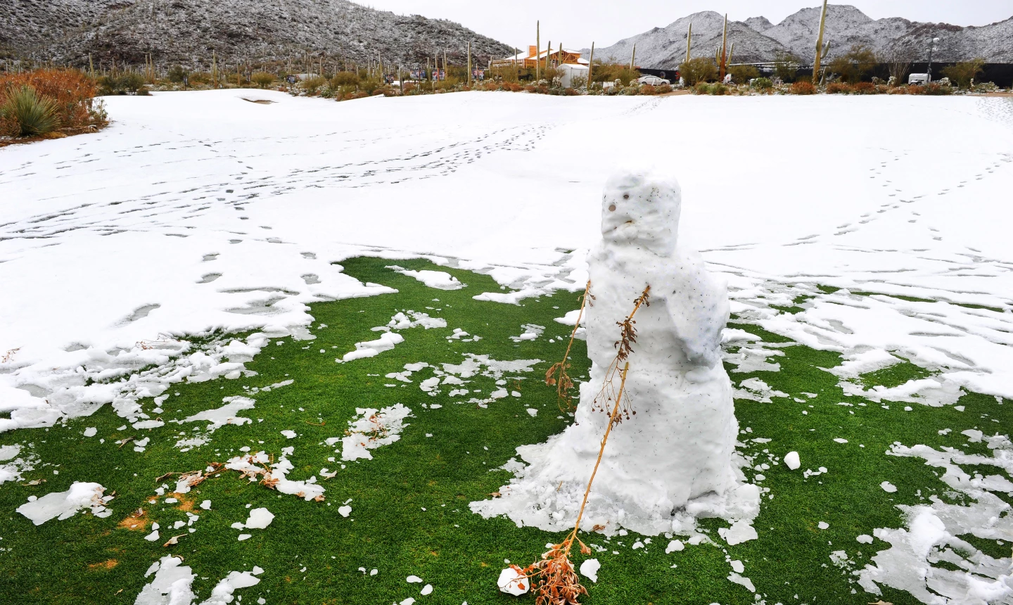 Snow man on the golf course
