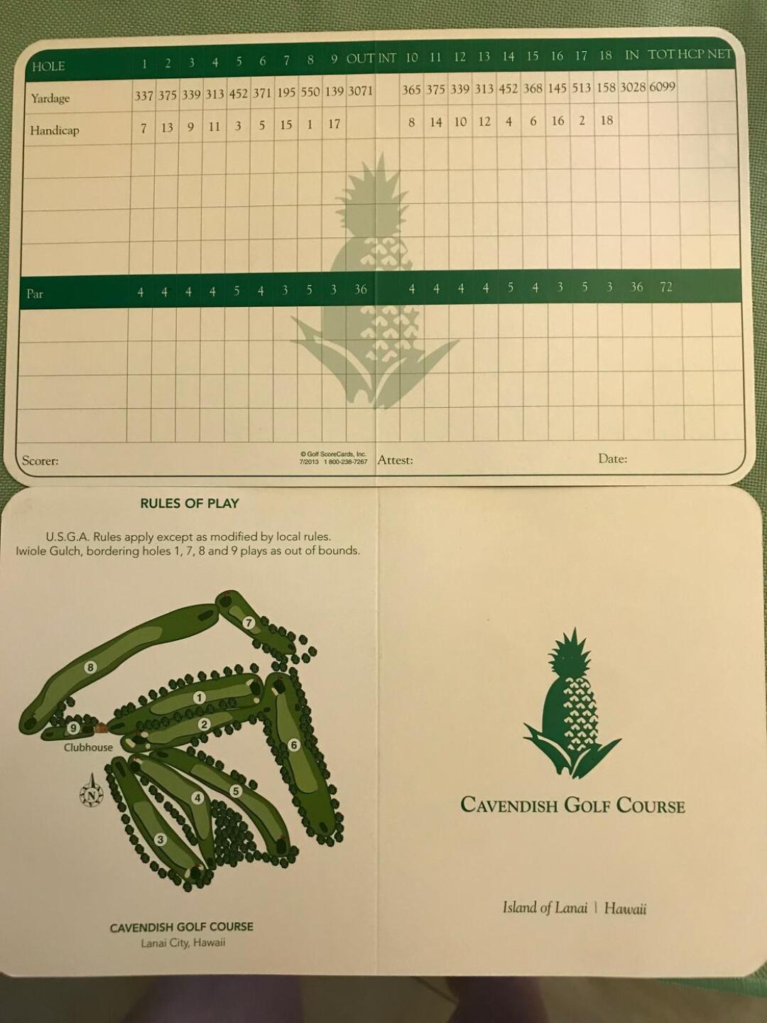 score card (Photo submitted by missmollyb on 04/02/2018)