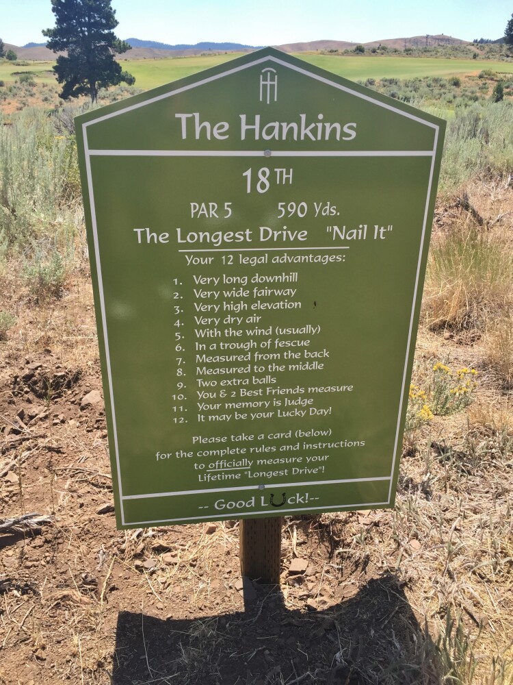 The Retreat & Links at Silvies Valley Ranch - Hankins course - hole 18 sign