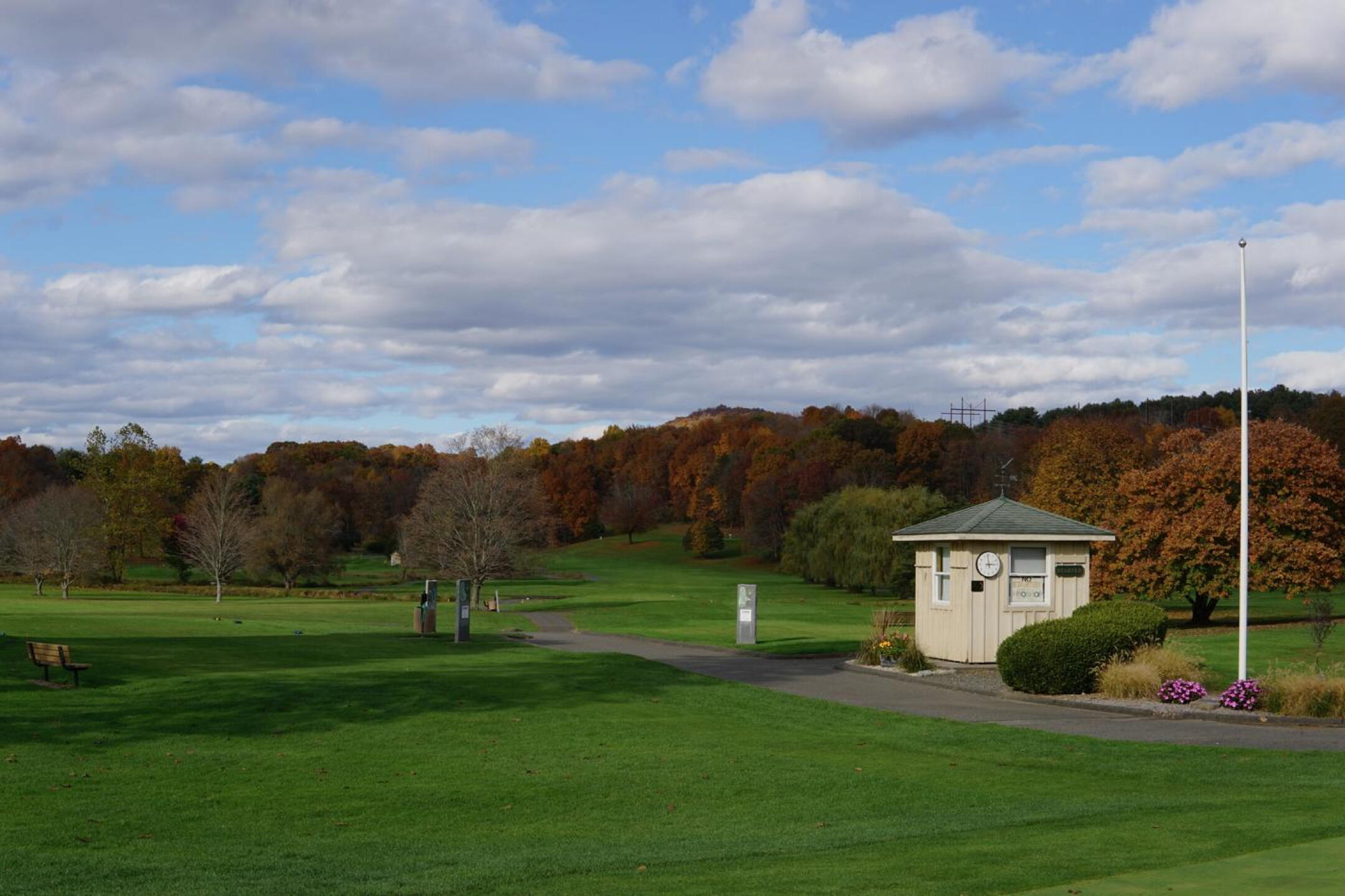 A view of both tees one and ten, from the vantage point of the practice putting green. (Photo submitted by AptlyLinked on 11/06/2023)