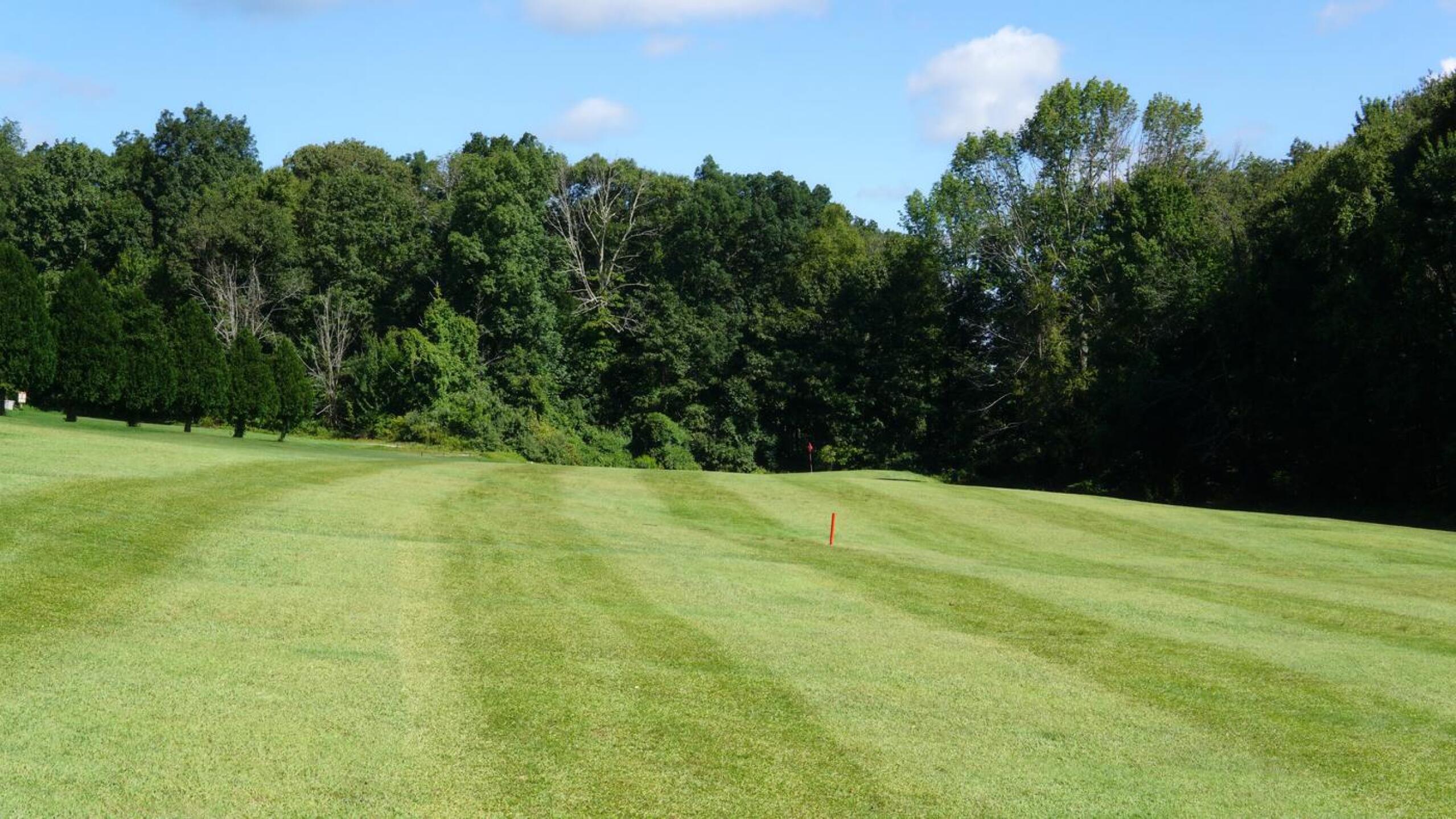 Hole three doglegs right off the tee; the approach then plays into a tiny green with a big right-side falloff. (Photo submitted by AptlyLinked on 09/04/2024)