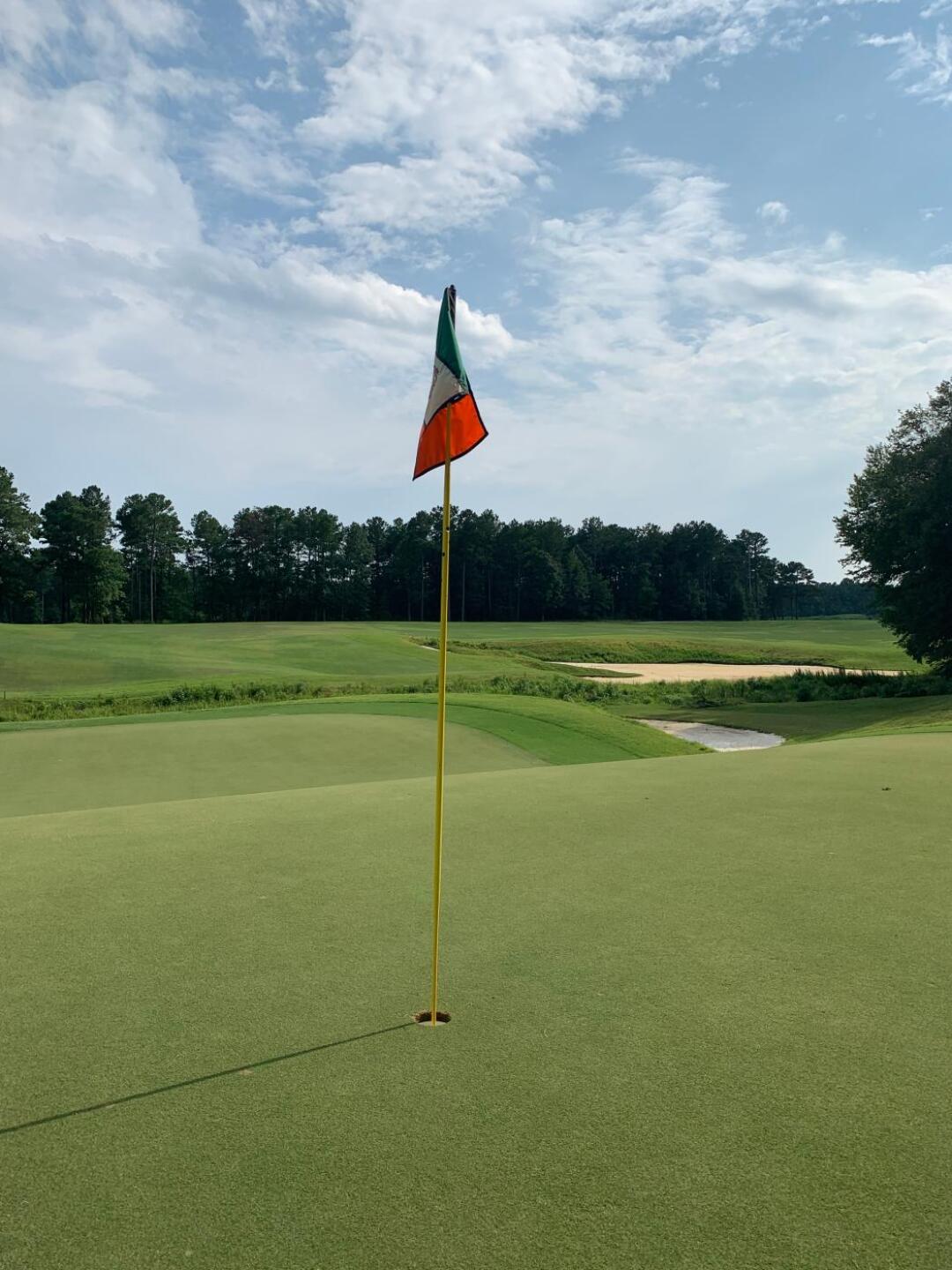 Hole 10 green side shot. Mickey Mouse green so be accurate or miss the green like I did and chip and three out. (Photo submitted by DesertAirman1981 on 08/05/2019)