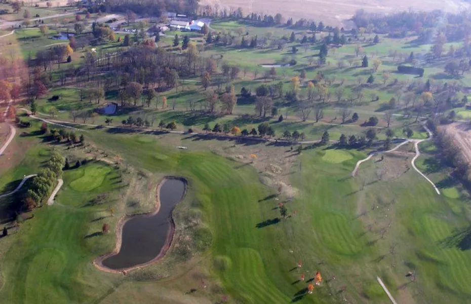 Locust Hills GC - Maple: aerial view of hole #'s 2,3,5 & 6