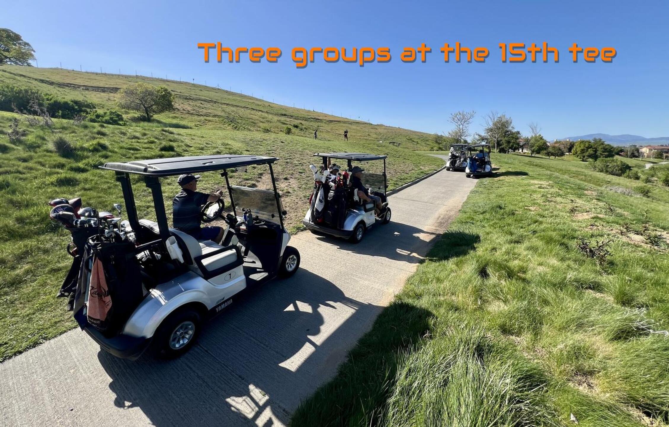 Three groups at the 15th teebox. (Photo submitted by danstone360 on 04/05/2025)