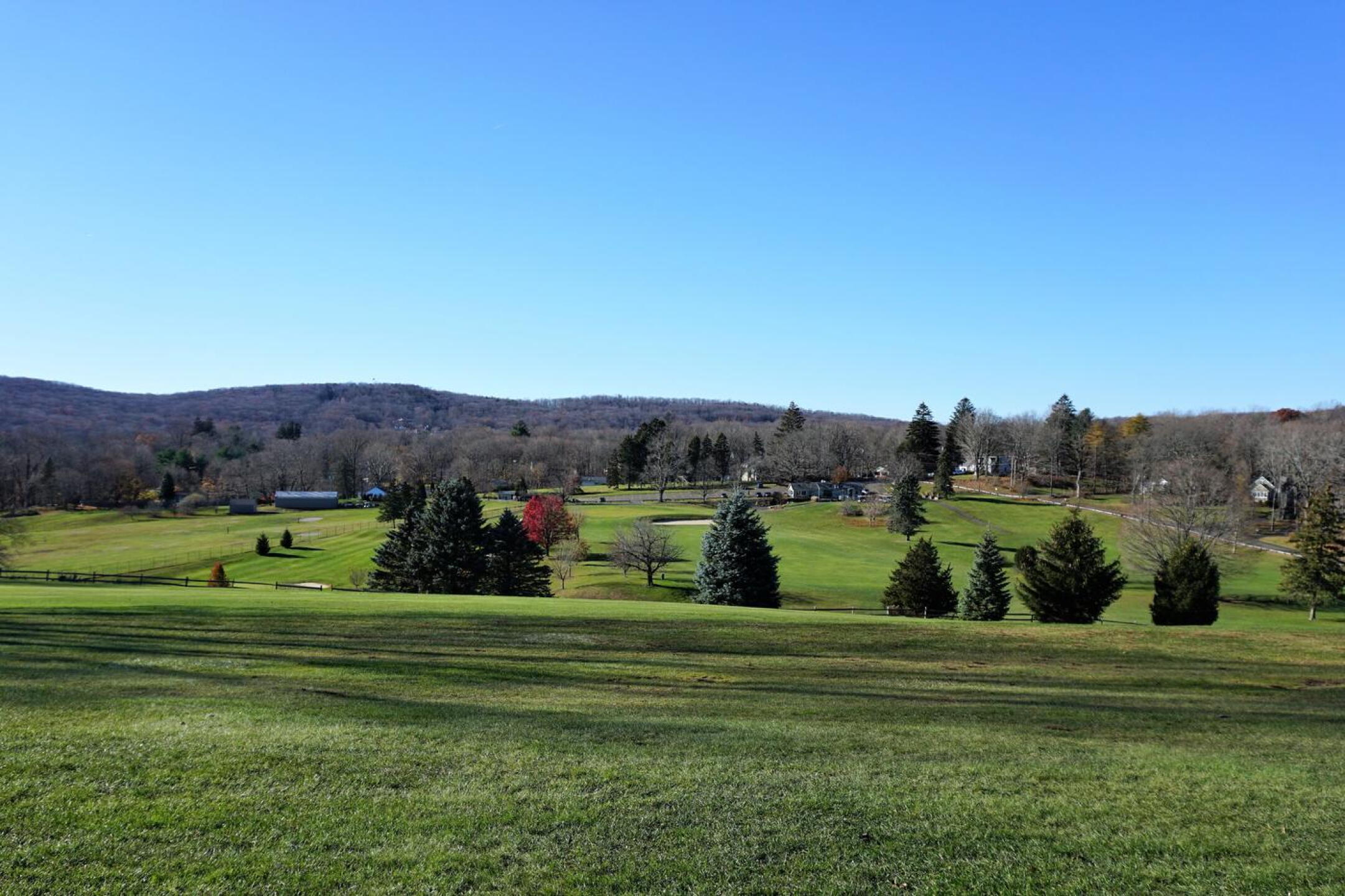 Panoramic view of the north/central area of Indian Springs. The first and ninth holes are to the right, practice area left. (Photo submitted by AptlyLinked on 11/25/2021)