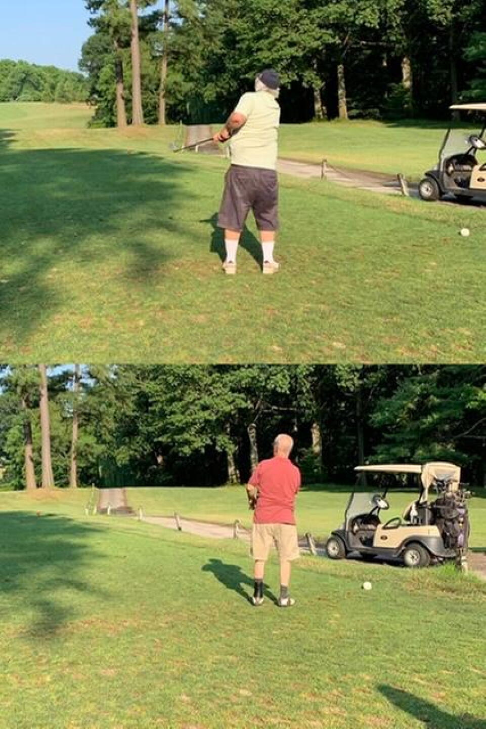 A couple of the guys swinging at the Par 3 #5. (Photo submitted by AvcCH08034 on 07/03/2020)