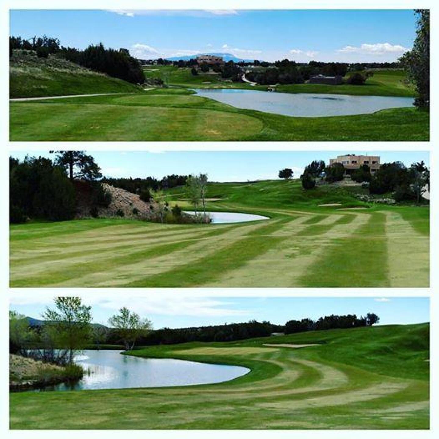 Three shots of the dogleg left two pond 18th (Photo submitted by sorenj on 04/26/2017)