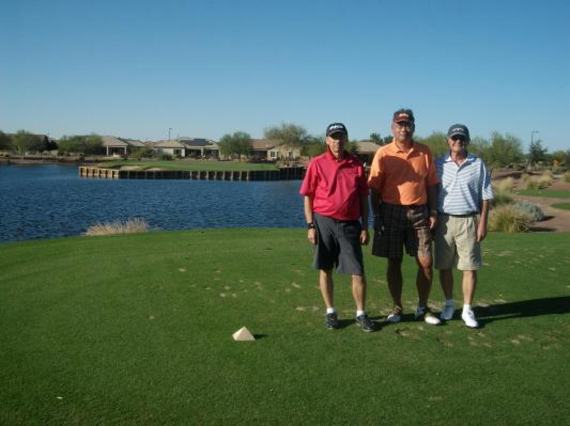 THE 3 AMIGOS---ONE HEADING BACK TO THE GREAT WHITE NORTH TONITE--17TH HOLE --WE ALL HIT THE GREEN (Photo submitted by uWYZB8651WY on 11/24/2012)