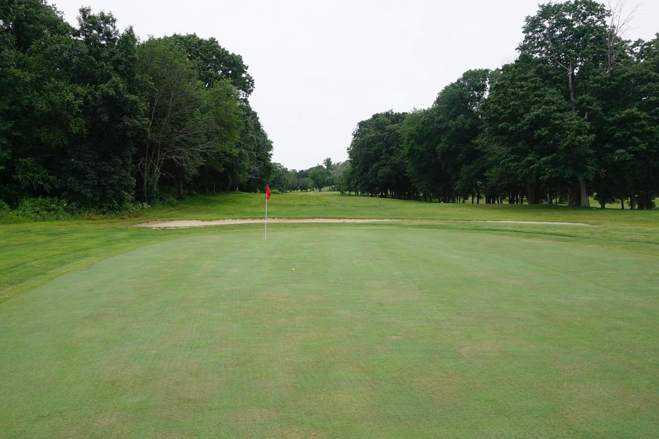 10th: Tight par five, 480, over tree-line fairway. This is its green. (Photo submitted by AptlyLinked on 08/04/2021)