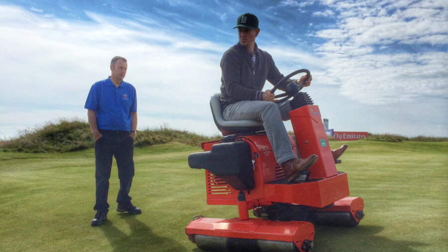 Rolling the greens at Royal Aberdeen
